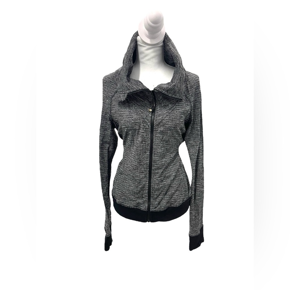 Lululemon Be Present Jacket in Coco Pique Black Heathered Full Zip Sweater Sz 12 - Picture 8 of 16